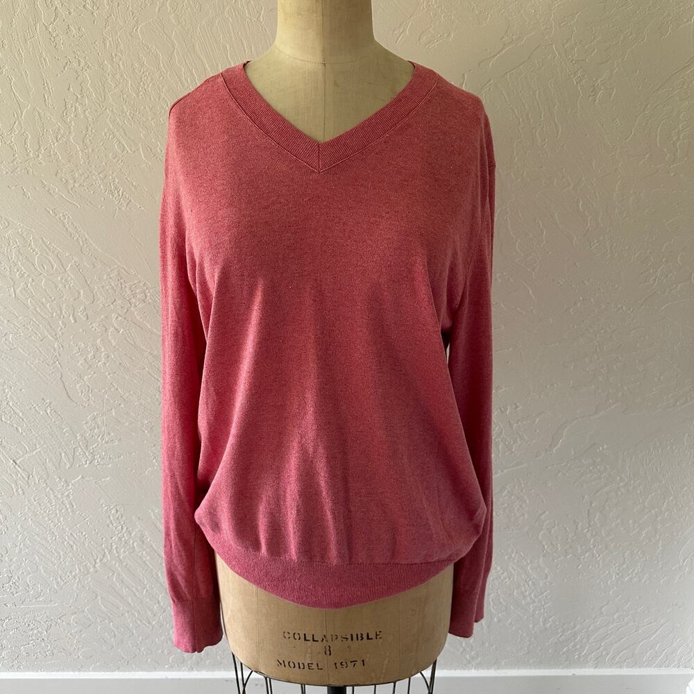 BANANA REPUBLIC Womens Silk Linen V-Neck Sweater Size Medium Classic Preppy Soft